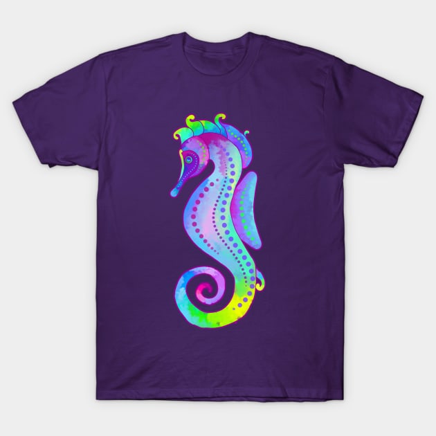 Watercolor Seahorse Art T-Shirt by AlondraHanley